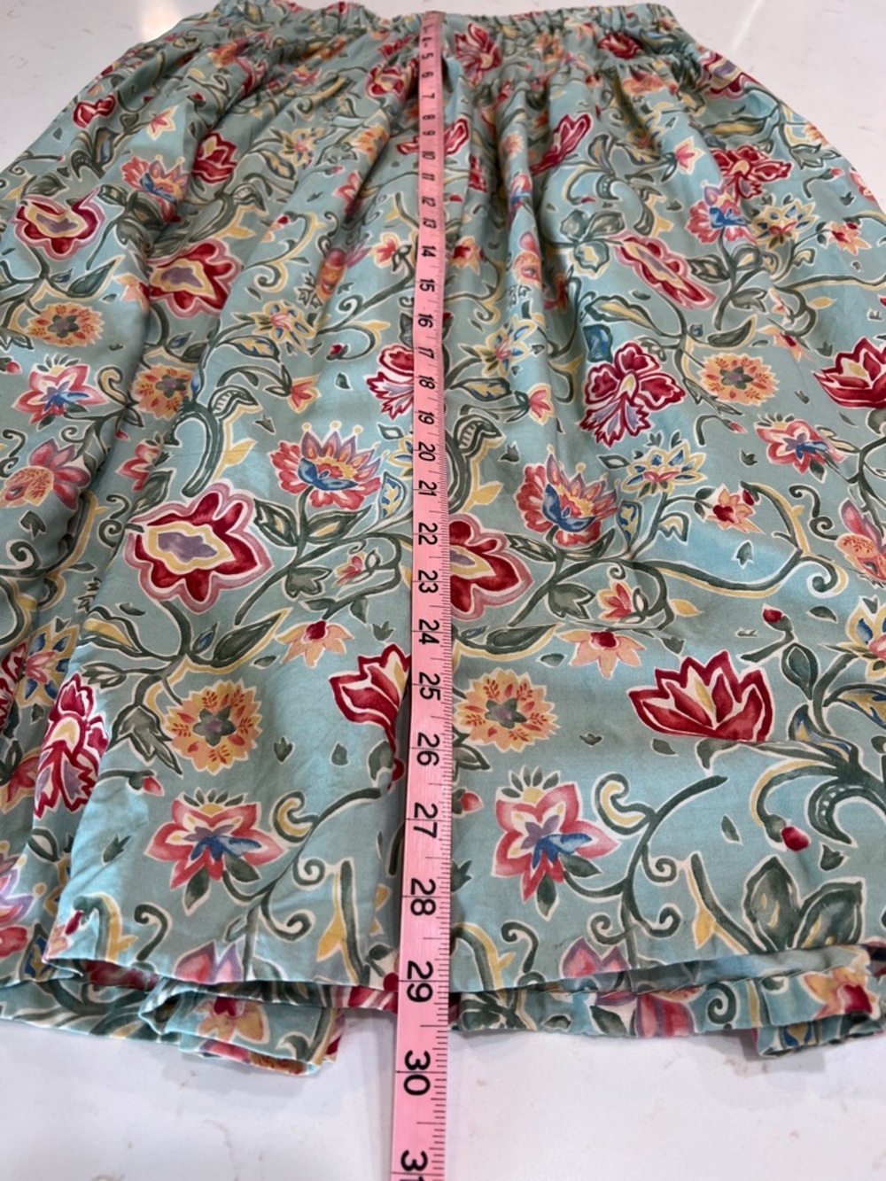 Vintage Sharon Young Floral Midi Skirt Rayon USA Elastic Waist - Picture 7 of 8